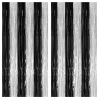 KatchOn, Large Black and Silver Fringe Curtain - Pack of 2 | Black and Silver Streamers for Black and Silver Party Decorations | Black and Silver Fringe, Black and Silver Graduation Decorations