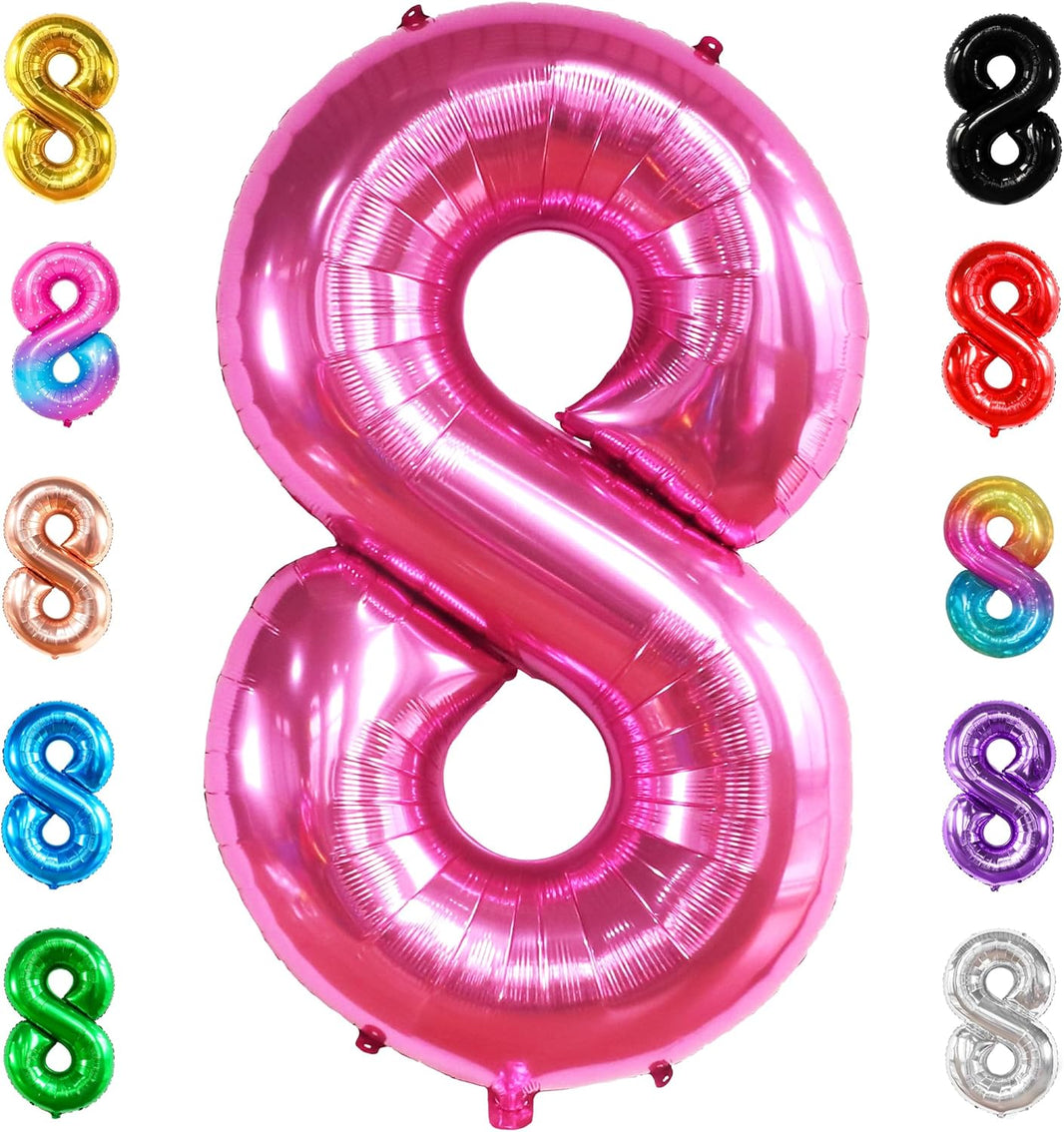 KatchOn, Giant Hot Pink 8 Balloon - 40 Inch, Hot Pink Number 8 Balloon for 8th Birthday Decorations, 8th Anniversary and Much More Occasions