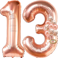 KatchOn, Rose Gold 13 Balloon Numbers - Giant, 40 Inch | 13th Birthday Decorations for Girls | 13 Rose Gold Balloons for 13 Birthday Decorations for Girls | Rose Gold Number 13 Balloons for Birthdays