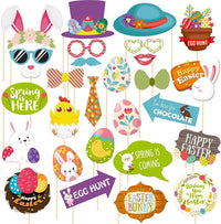 KatchOn, Happy Easter Photo Booth Props - Pack of 28 | Easter Photo Props for Photoshoot | Easter Decorations for Home, Easter Props for Photography | Easter Selfie Props, Easter Party Decorations