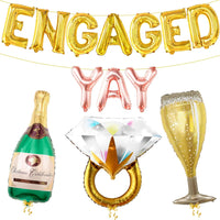 KatchOn, Yay Engaged Balloons Set - 37 Inch, Pack of 13 | Engagement Balloons for Engagement Party Decorations | Champagne Balloon, Engagement Decorations | Ring Balloons, Engagement Party Decor