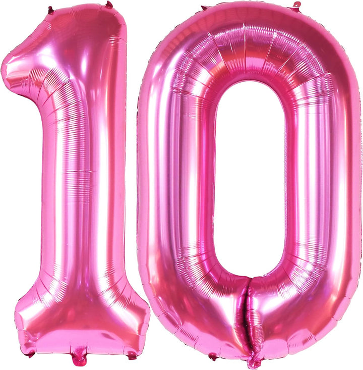 KatchOn, Hot Pink 10 Balloon Number - 40 Inch | Hot Pink 10 Birthday Balloon, 10th Birthday Decorations for Girl | Pink Number 10 Balloon | 10th Birthday Balloons | 10 Year Old Balloons for Girls