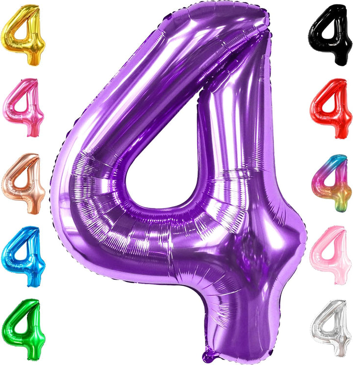KatchOn, Giant Purple 4 Balloon Number - 40 Inch | Purple Number 4 Balloon, Mermaid 4th Birthday Decorations for Girls | 4th Birthday Balloons | 4 Purple Balloon for 4th Mermaid Party Decorations