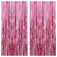 KatchOn, Pink Backdrop for Pink Party Decorations - XtraLarge 8x3.2 Feet, Pack of 2 | Pink Foil Fringe Curtain for Pink Streamers Party Decorations | Pink Fringe Backdrop, Galentines Day Decorations