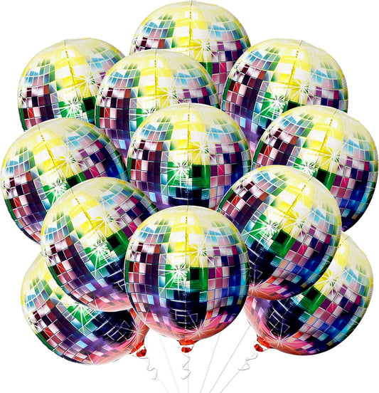 KatchOn, Multicolor Disco Ball Balloons - 22 Inch, Pack of 12 | 4D Disco Balloons for Disco Party Decorations | 70s Party Decorations, 80s Party Decorations | Last Disco Bachelorette Party Decorations