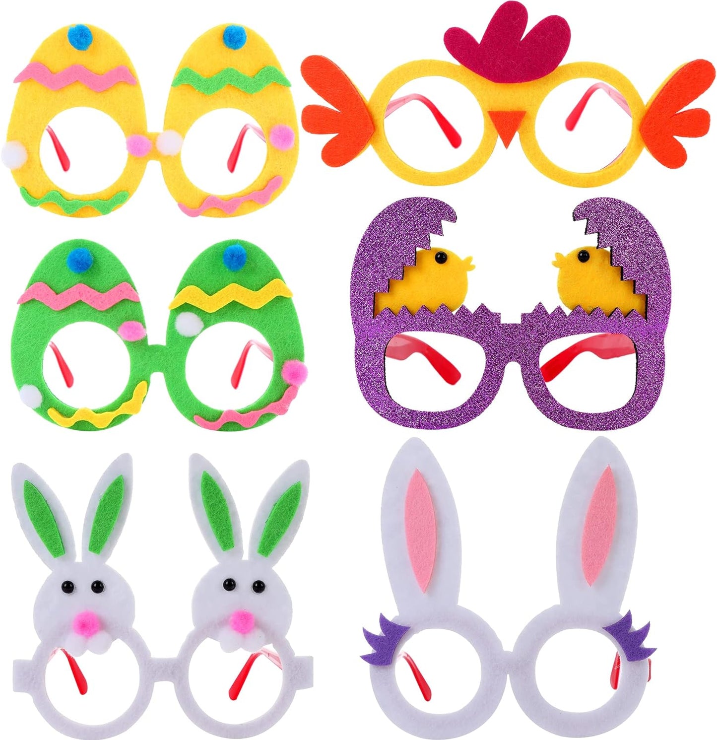 KatchOn, Felt Easter Glasses for Kids - Pack of 6 | Easter Party Decorations, Easter Bunny Sunglasses Kids | Easter Photo Props, Easter Decorations | Easter Sunglasses Kids, Bunny Birthday Decorations