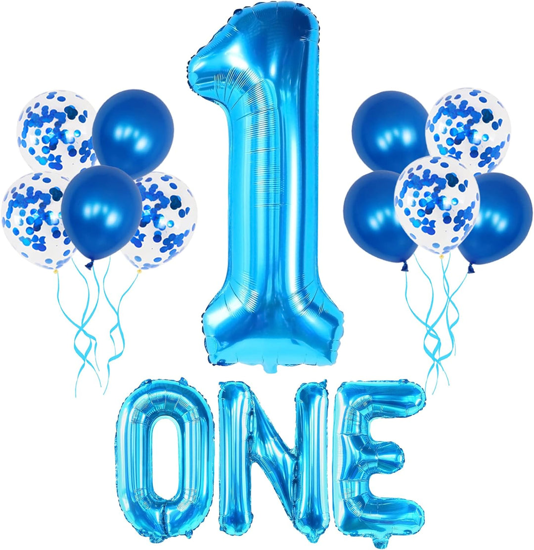 KatchOn, Blue 1 Balloon for First Birthday - Pack of 12 | Blue Number 1 Balloons, One Balloon Blue for Baby Shark 1st Birthday Decorations | Blue 1st Birthday Balloons for Boy | One Year Old Balloons