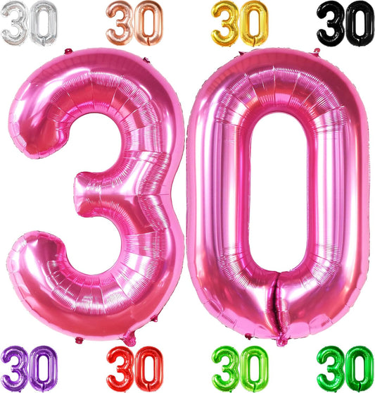 KatchOn, Hot Pink 30 Balloon Numbers - 40 Inch | Number 30 Balloons for Hot Pink 30th Birthday Decorations for Women | Hot Pink 30th Birthday Balloons for 30 Flirty and Thriving Birthday Decorations