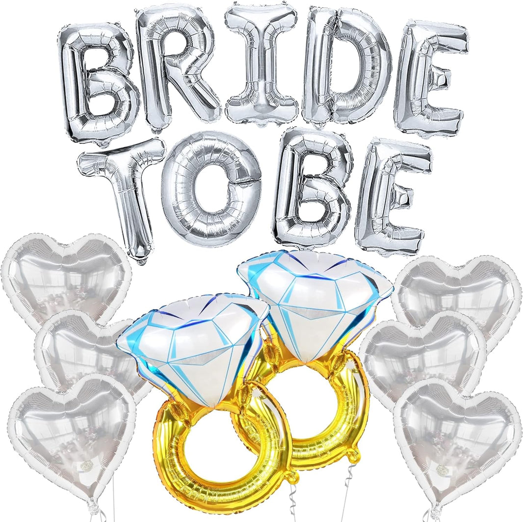 KatchOn, Huge Silver Bride To Be Balloons Set - Pack of 17 | Diamond Ring Balloon, Silver Bachelorette Party Decorations | Bride Balloons Bachelorette | Bachelorette Balloons, Bride To Be Decorations