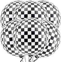 KatchOn, Black and White Checkered Balloons - 22 Inch, Pack of 6 | 4D Checker Balloons, Checkered Flag Balloons, Race Car Balloons | Checkered Flag Party Supplies, Race Car Birthday Party Supplies