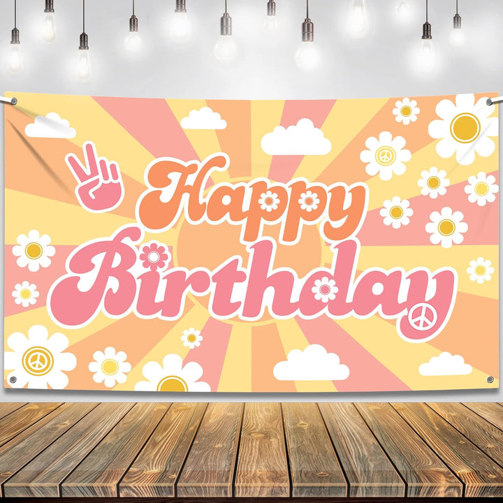 KatchOn, Groovy Birthday Banner - XtraLarge, 72x44 Inch | Groovy Backdrop for Groovy Party Decorations, Groovy Birthday Decorations | Groovy Birthday Party Decorations, Groovy Happy Birthday Banner