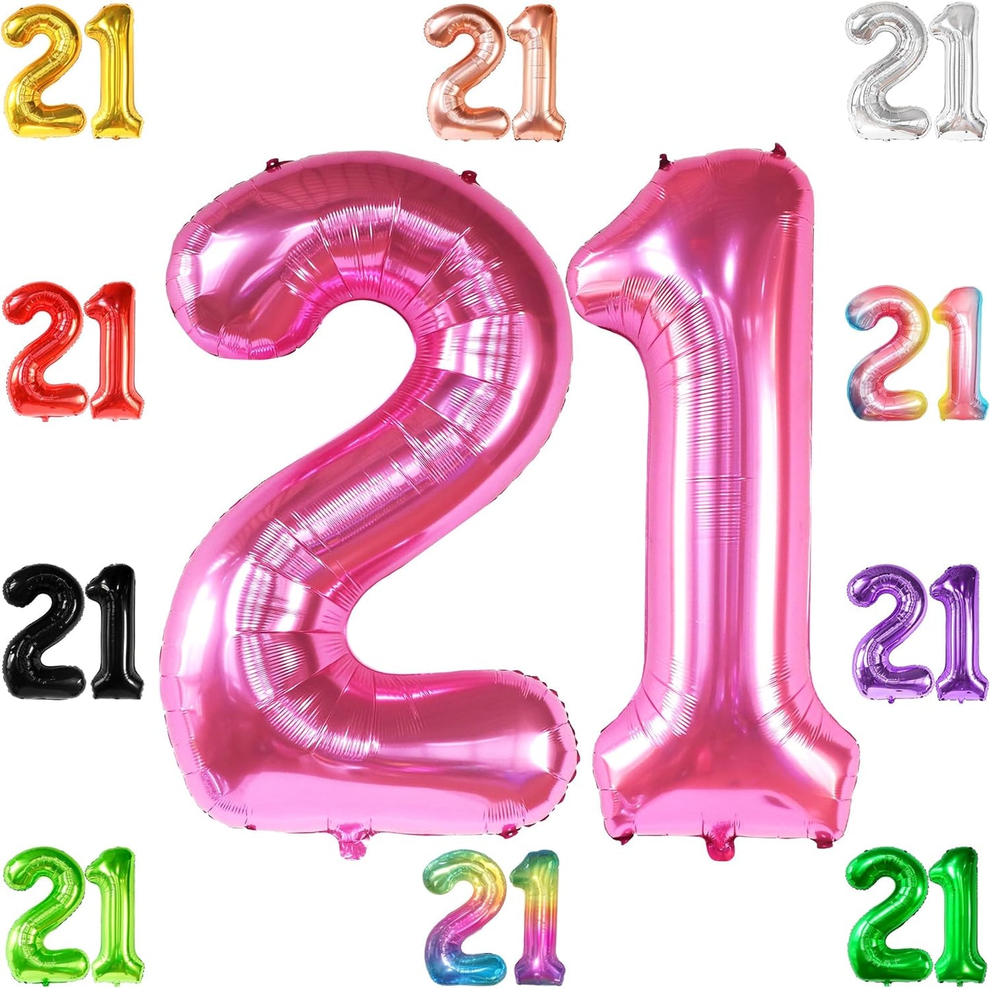 KatchOn, Hot Pink 21 Balloon Number - 40 Inch | Pink 21st Birthday Balloons for Her | 21st Birthday Decorations For Her Pink| 21st Birthday Pink, Hot Pink 21 Balloons | Pink 21st Birthday Decorations