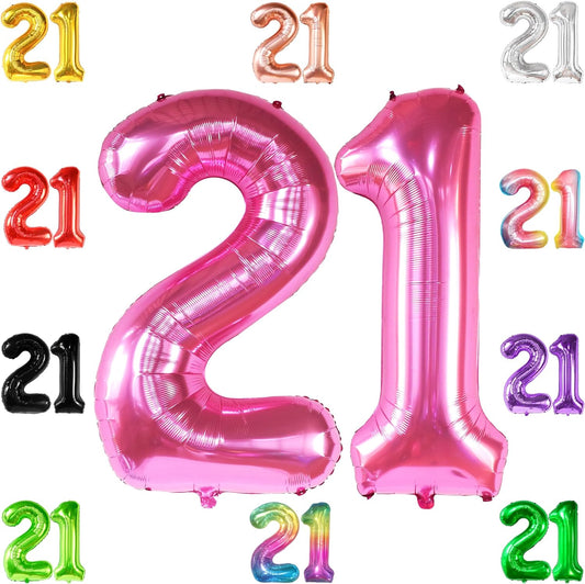 KatchOn, Hot Pink 21 Balloon Number - 40 Inch | Pink 21st Birthday Balloons for Her | 21st Birthday Decorations For Her Pink| 21st Birthday Pink, Hot Pink 21 Balloons | Pink 21st Birthday Decorations