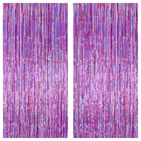 KatchOn, Iridescent Purple Fringe Curtain - 8x3.25 Feet, Pack of 2 | Purple Streamers for Mermaid Birthday Decorations | Purple Party Decorations | Valentine Decorations, Purple Birthday Decorations
