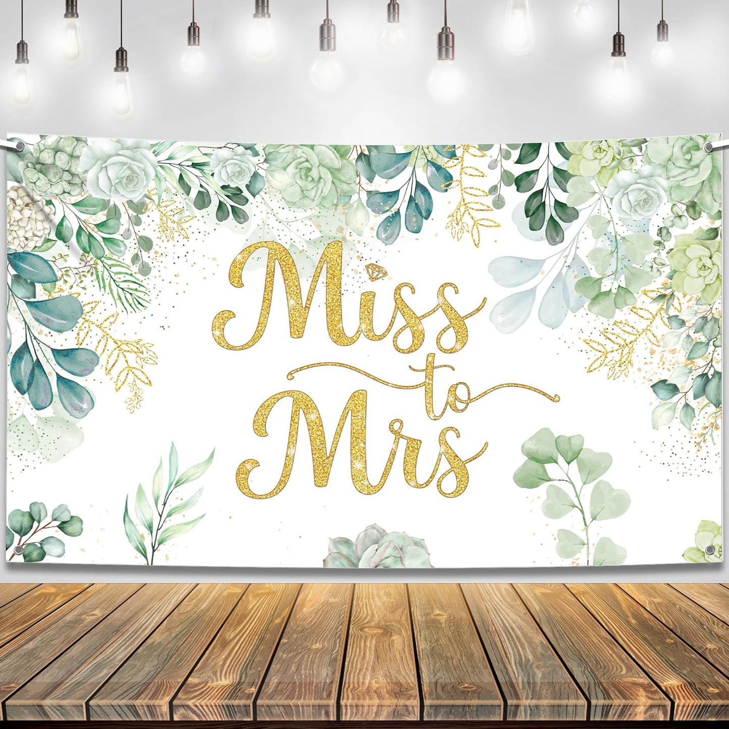 KatchOn, Green Miss To Mrs Banner - XtraLarge 72x44 Inch | Miss To Mrs Backdrop for Bachelorette Party Decorations | Tropical Bridal Shower Decorations | Floral Leaf Bridal Shower Photo Booth Backdrop