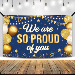 KatchOn, Blue We Are So Proud of You Banner - XtraLarge, 72x44 Inch | Congratulations Banner, Congratulations Decorations | Graduation Backdrop 2024, Graduation Decorations Class of 2024 Blue and Gold