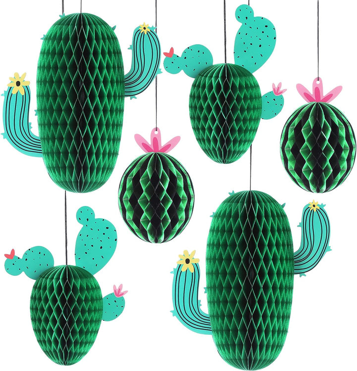 KatchOn, Cactus Honeycomb for Cactus Party Decorations - Pack of 6 | Hanging Honeycomb Cactus Decorations, Cactus Classroom Decor | Fiesta Party Decorations, Taco Twosday Birthday Party Decorations