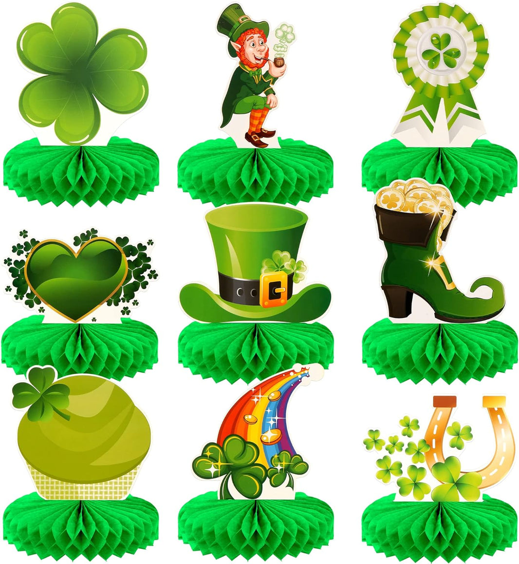 KatchOn, 9 Pieces St Patricks Day Honeycomb Centerpieces - St Patricks Day Decorations | Pot of Gold Centerpiece for St Patricks Day Centerpiece Table Decorations | St Patricks Day Table Decorations