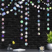KatchOn, Shiny Holographic Circle Garland - No DIY | Disco Theme Iridescent Party Supplies for Iridescent Party Decorations | Hanging Holographic Garland for Holographic Party Decorations