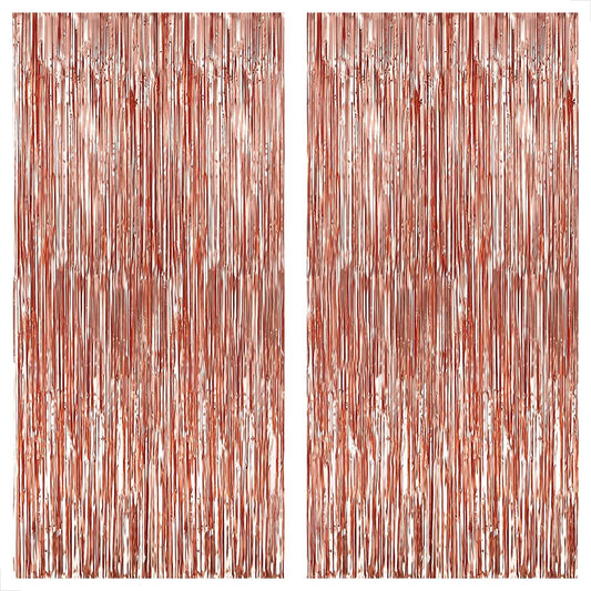 KatchOn, Rose Gold Fringe Curtain - XtraLarge 8x3.2 Feet, Pack of 2 | Rose Gold Fringe, Bachelorette Party Decorations, Rose Gold Party Decorations | Rose Gold Streamers, Rose Gold Birthday Fringe