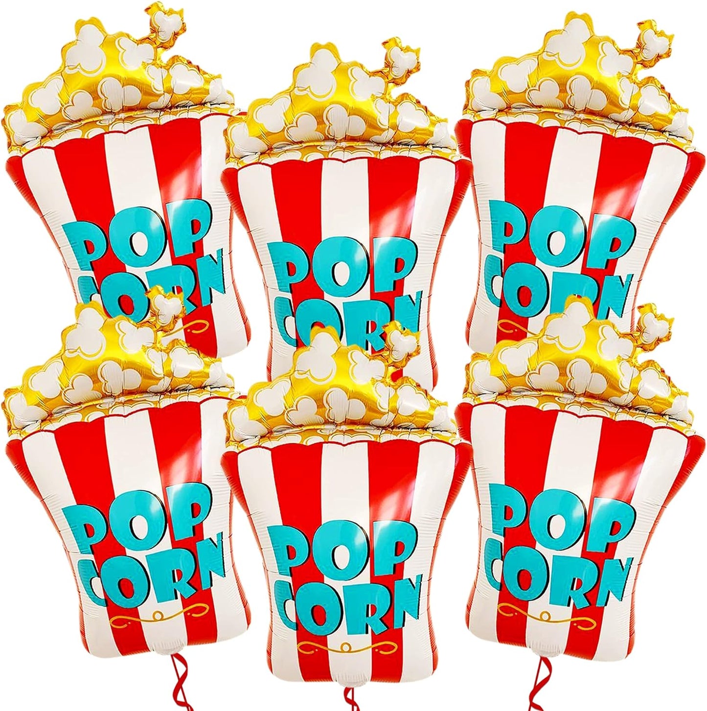 KatchOn, Giant Popcorn Balloons Set - 30 Inch, Pack of 6 | Popcorn Decorations, Movie Night Decorations | Carnival Balloons for Popcorn Party Decorations | Movie Balloons, Movie Party Decorations