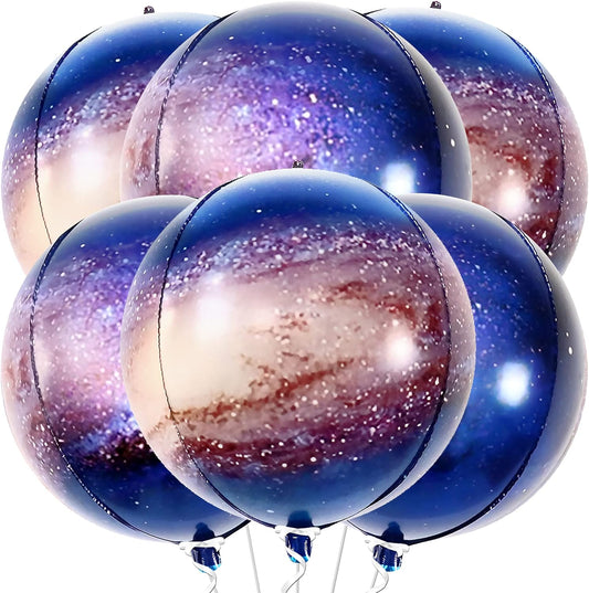 KatchOn, Big 22 Inch Galaxy Balloons - Pack of 6, Galaxy Party Supplies | 360 Degree 4D Round Sphere Space Balloons for Galaxy Party Decorations | Planet Balloons for Outer Space Party Decorations