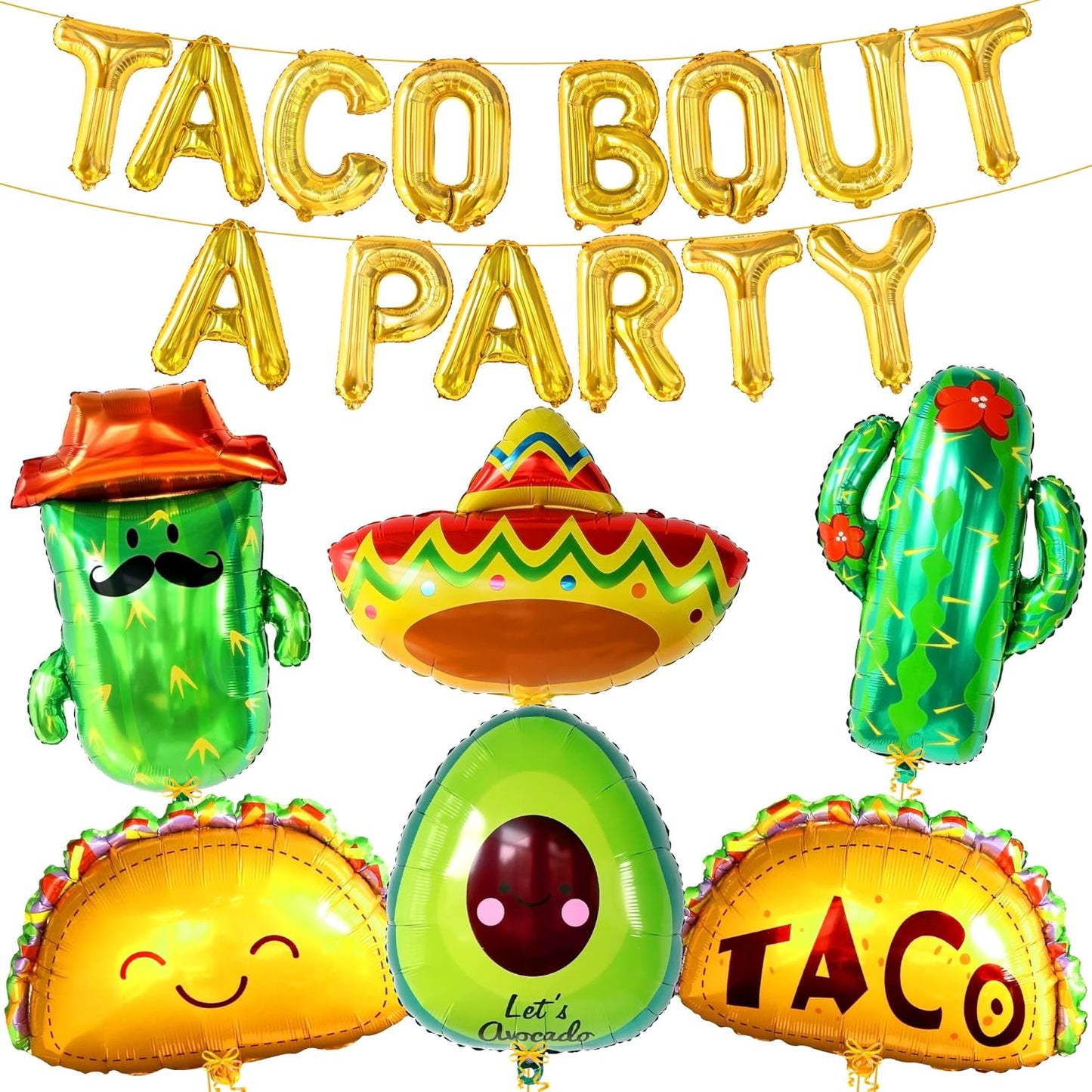 KatchOn, Taco Bout A Party Decorations - Big Set of 22 | Taco Balloons, Fiesta Balloons | Taco Party Decorations, Fiesta Party Decorations | Cactus Balloons, Avocado Balloon | Taco Tuesday Decorations