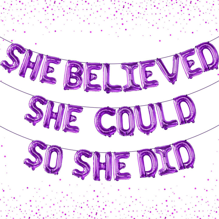 KatchOn, Purple She Believed She Could So She Did Balloons - 16 Inch | Graduation Balloons, Congratulations Decorations | 2024 Graduation Party Decorations, Purple Graduation Decorations Class of 2024