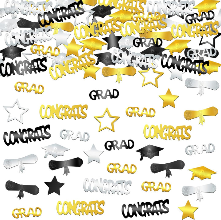 KatchOn, Black and Gold Graduation Confetti 2024 - Pack of 1000 | Congrats Grad Confetti for 2024 Graduation Decor | 2024 confetti for 2024 Graduation Party Supplies | Graduation Table Decorations