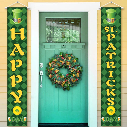 Huge, St Patricks Day Banner, 2 Pieces - 72x12 Inch | Happy St Patricks Day Banners, St Patricks Day Party Decorations | St Patricks Day Porch Sign, Shamrock St Patricks Day Decorations for The Home