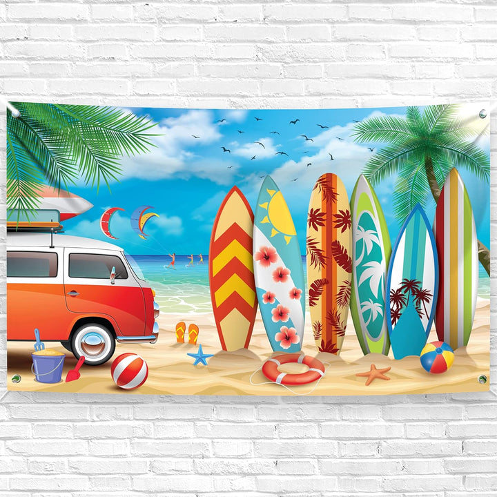 KatchOn, Beach Backdrop for Surf Party - Xtralarge, 72x44 Inch | Beach Party Backdrop for Beach Party Decorations | Surf Backdrop, Surf Party Decorations | Beach Banner, Beach Theme Party Decorations