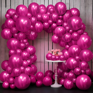KatchOn, Fuchsia Chrome Pink Balloons Set - 18 Inch, Pack of 90 | Fuschia Latex Balloons for Fuschia Party Decorations | Chrome Hot Pink Balloons for Anniversary, Wedding, Birthday Party Decorations