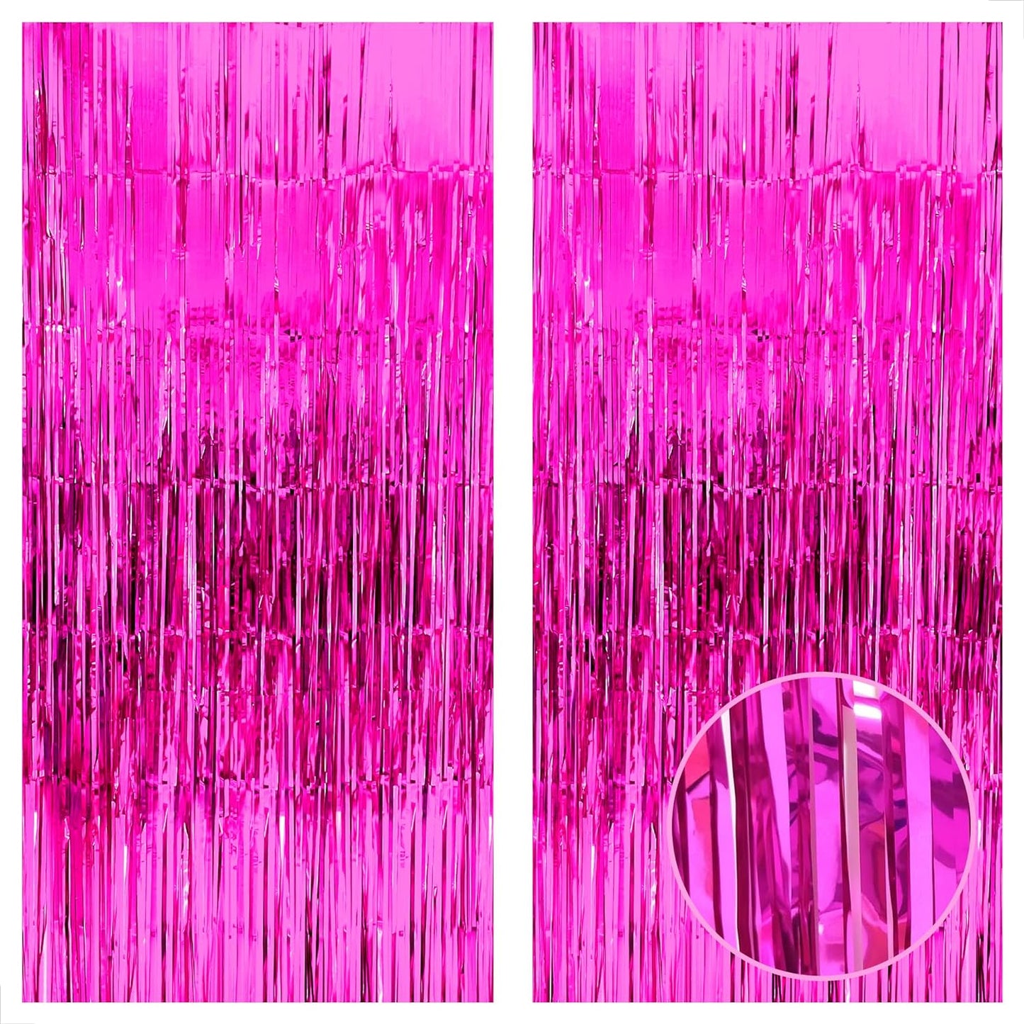 KatchOn, XtraLarge Hot Pink Fringe Backdrop - 6.4x8 Feet, Pack of 2 | Hot Pink Streamer Backdrop for Hot Pink Birthday Decorations | Hot Pink Backdrop for Galentines Day Decorations | Valentines Decor