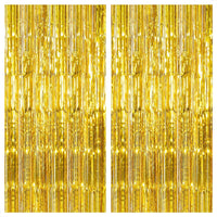 KatchOn, XtraLarge Gold Fringe Curtain Backdrop - 8x3.2 Feet, Pack of 2 Gold Streamers Party Decorations | Gold Foil Curtain for Gold Party Decorations | Gold Streamer Backdrop, Graduation Decorations