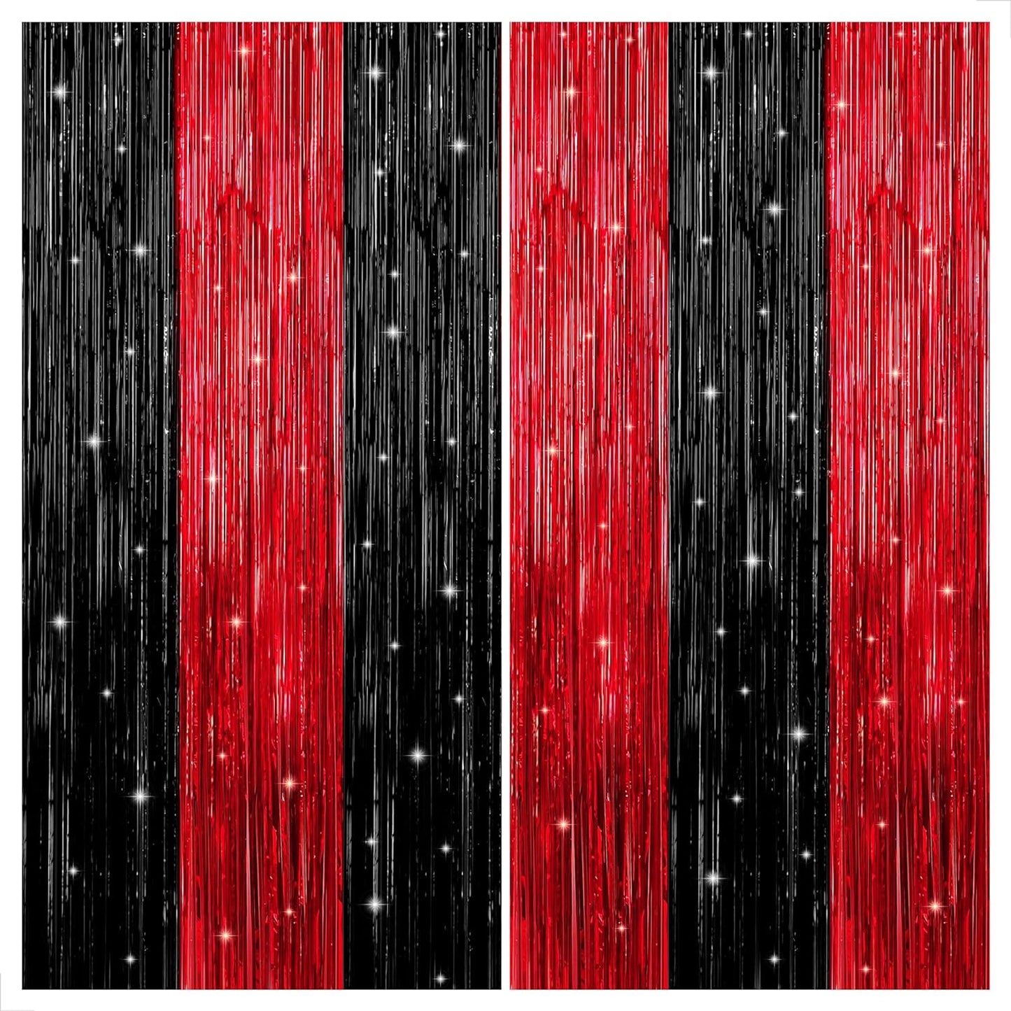 KatchOn, Red and Black Fringe Curtain - Pack of 2 XtraLarge, 8x6.4 Feet | Red and Black Backdrop Curtain for Red and Black Party Decorations | Sneaker Ball Decorations | Casino Theme Party Decorations