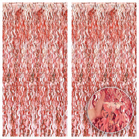 KatchOn XtraLarge Wavy Rose Gold Fringe Backdrop - 6.4x6.5 Feet Rose Gold Fringe Pack of 2 | Wine Bachelorette Party Decorations | Rose Gold Party Decorations, Rose Gold Birthday Decorations for Women