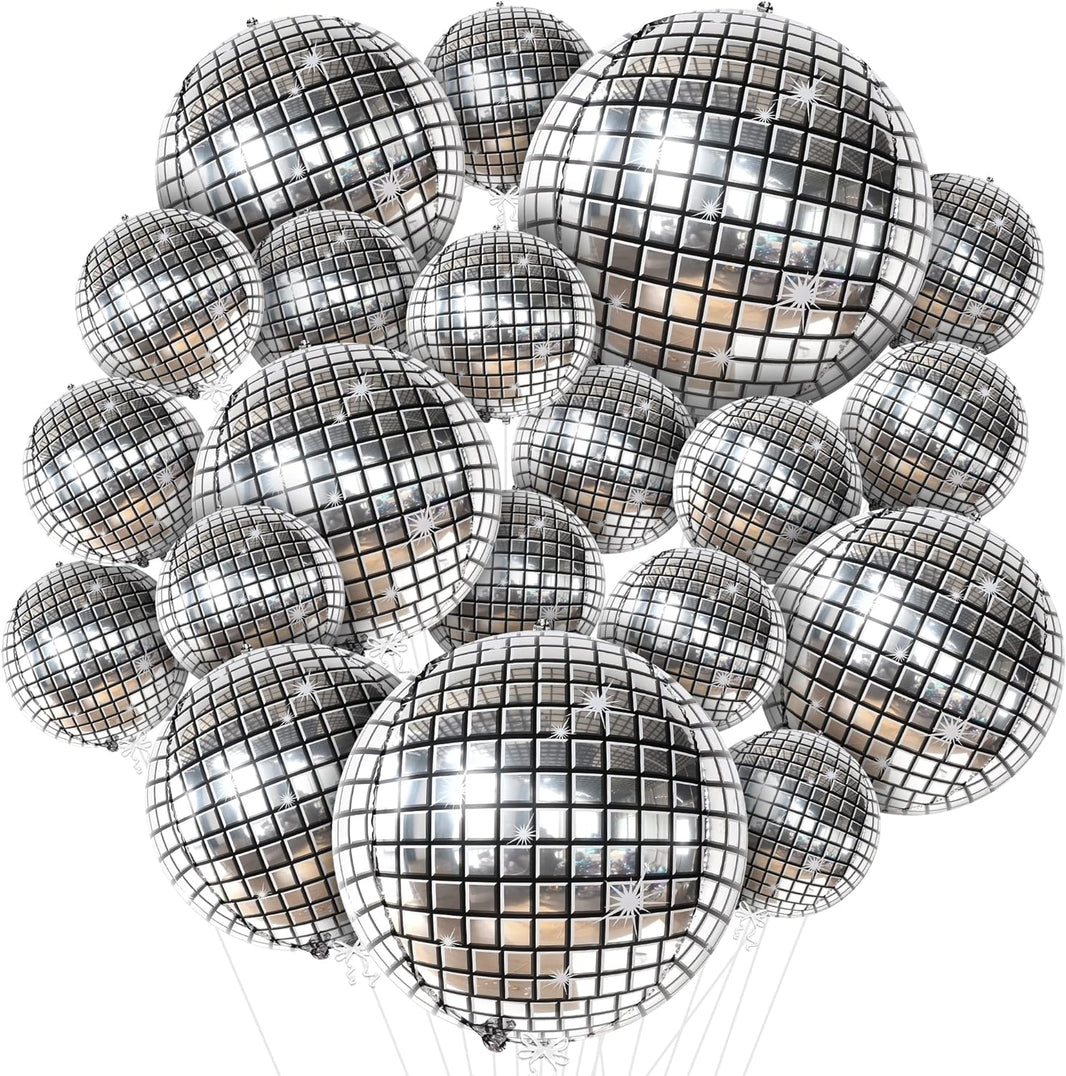 KatchOn, Large Silver Disco Ball Balloons - 32 Inch, Pack of 20 | Disco Balloons, Disco Party Decorations | Disco Ball Balloon for 70s Party Decorations | Last Disco Bachelorette Party Decorations
