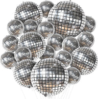 KatchOn, Large Silver Disco Ball Balloons - 32 Inch, Pack of 20 | Disco Balloons, Disco Party Decorations | Disco Ball Balloon for 70s Party Decorations | Last Disco Bachelorette Party Decorations