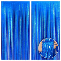 KatchOn, XtraLarge Blue Iridescent Streamers - 6.4x8 Feet, Pack of 2 | Blue Tinsel Backdrop for Ocean Themed Party Decor | Blue Streamers Backdrop for Blue Decorations, Under The Sea Party Decorations