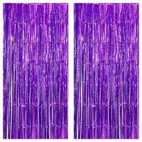 KatchOn, XtraLarge Purple Foil Fringe Curtain - 8x3.2 Feet, Pack of 2, Purple Party Decorations | Purple Backdrop Curtain for Mermaid Birthday Decorations | Purple Streamers for Mardi Gras Decorations