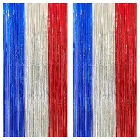 KatchOn, Red White and Blue Streamers - XtraLarge, 8x6.4 Feet, Pack of 2 | Red White and Blue Decorations | French Decorations | Red White and Blue Fringe Curtain for White Trash Party Decorations