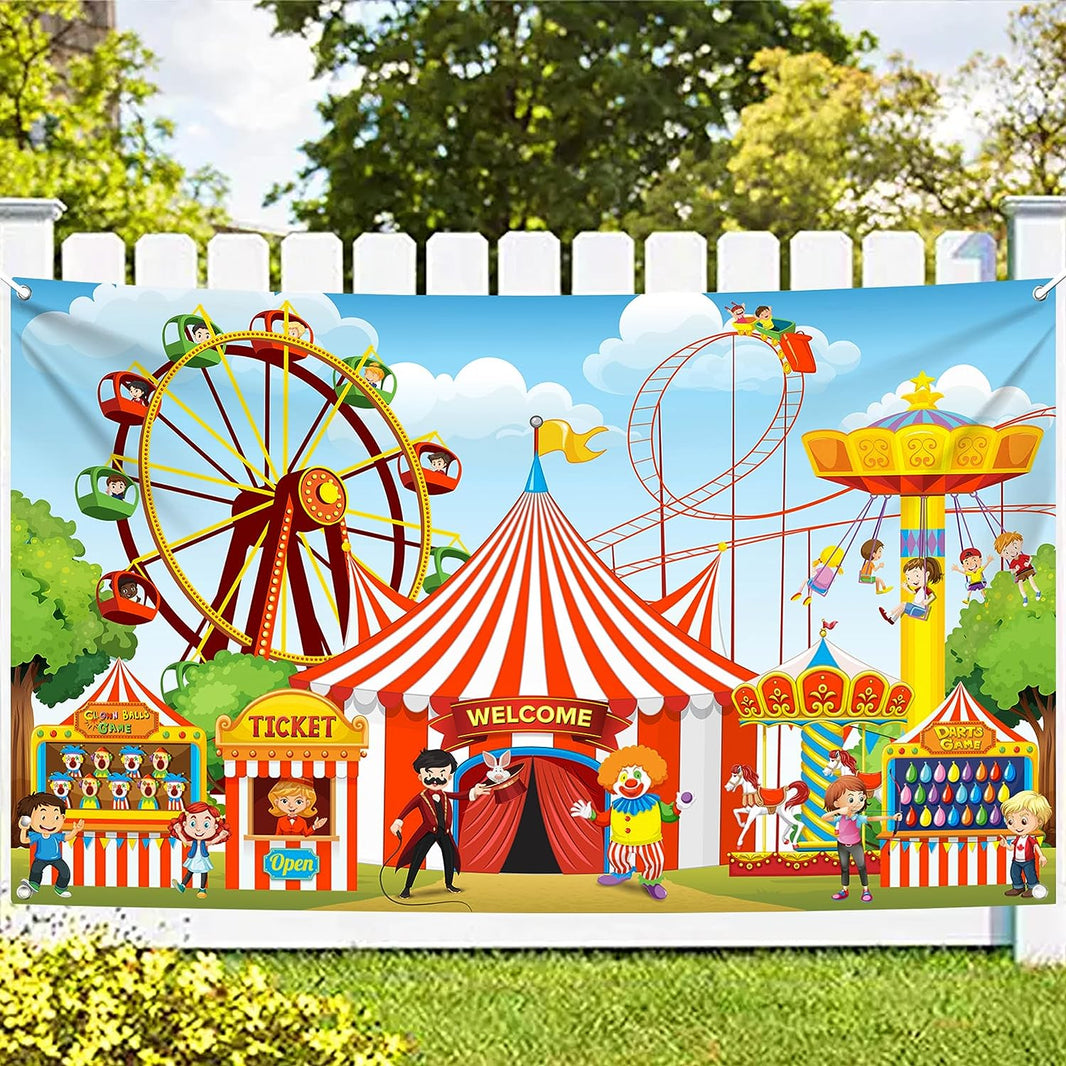 KatchOn, XtraLarge, Carnival Backdrop for Carnival Decorations - 72x44 Inch | Carnival Theme Party Decorations | Carnival Games Banner for Circus Theme Party Decorations | Circus Party Decorations