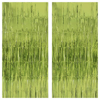 KatchOn, XtraLarge, Sage Green Foil Fringe Curtain - 6.4x8 Feet, Pack of 2 | Light Green Foil Fringe Curtain | Lime Green Backdrop for Frog Birthday Decorations | Sage Green Graduation Decorations