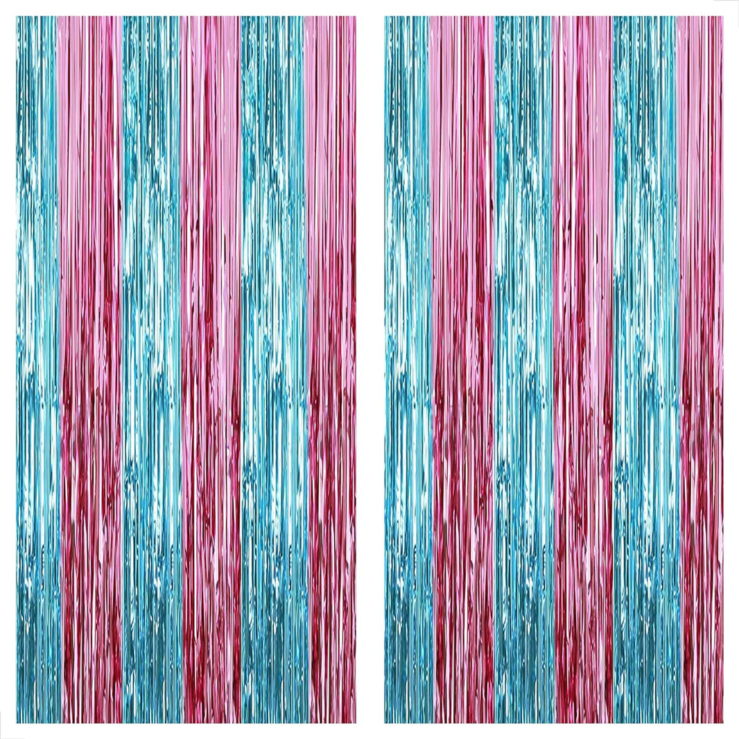KatchOn, XtraLarge Pink and Blue Streamers - 8x3.2 Feet, Pack of 2 Gender Reveal Decorations | Baby Gender Reveal Backdrop Boy or Girl | Pink and Blue Backdrop for Pink and Blue Party Decorations