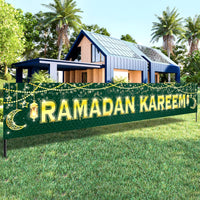 KatchOn, Ramadan Kareem Banner for Ramadan Decorations - Xtra Large 120x20 Inch | Ramadan Mubarak Banner for Ramadan Decorations Outdoor | Green and Gold Ramadan Yard Sign, Eid Decorations for Home
